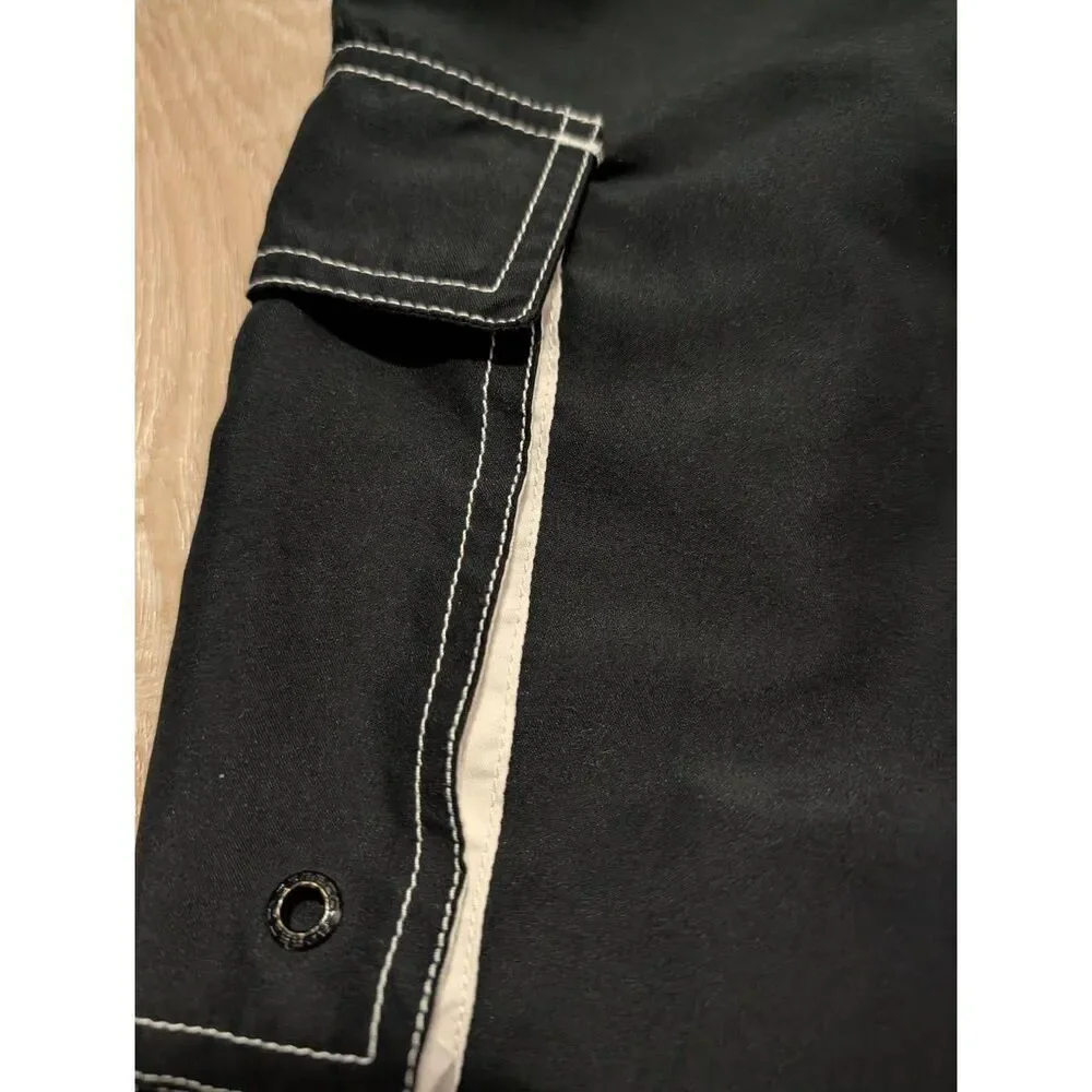 Speedo Men's Marina Volley Swim Trunk Black Cargo Pockets Sz XXL EUC